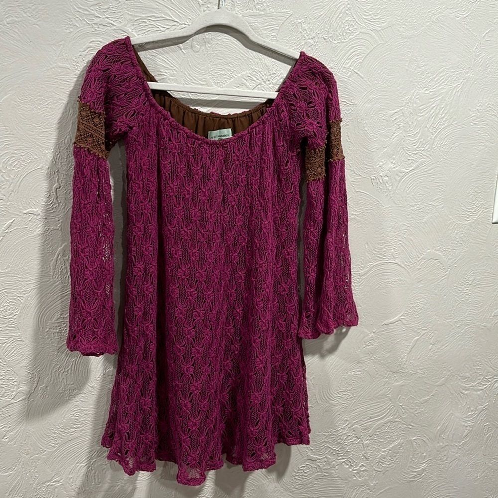 JUDITH MARCH Boho Lace Shift Bell Sleeve Mini Size Medium
